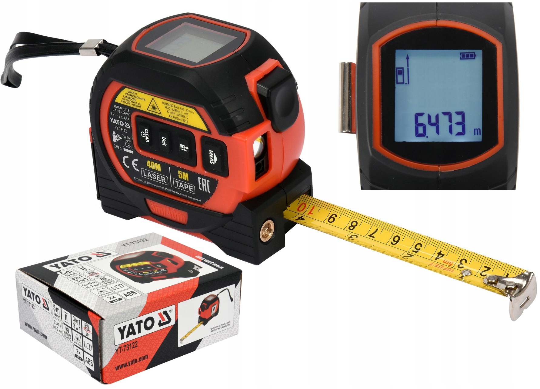 

Yato Dalmierz Laserowy 40M Z Miarą Zwijaną Laser