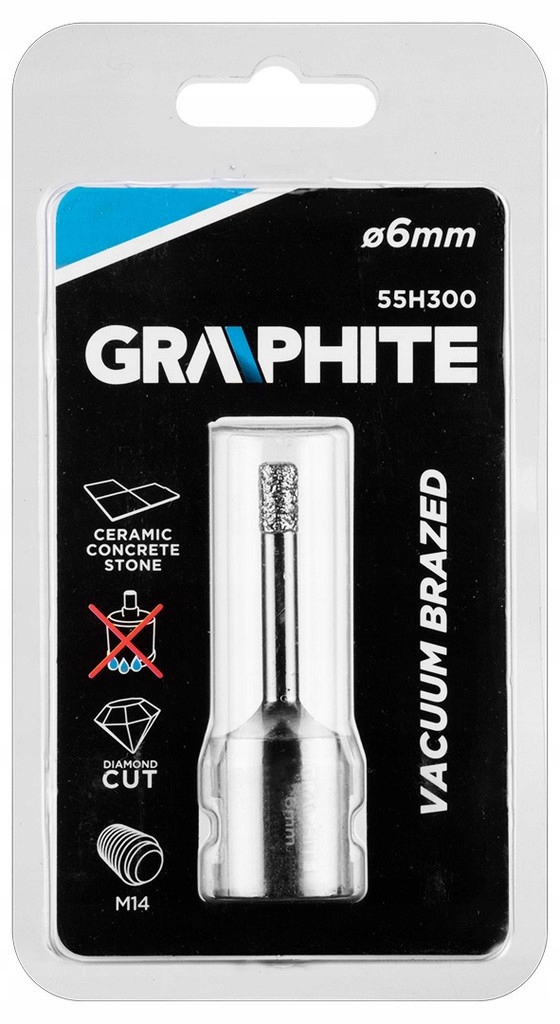 OTWORNICA DIAMENTOWA DO GRESU 6MM X M14 CERAMIKI GLAZURY GRAPHITE 55H300 Marka Graphite