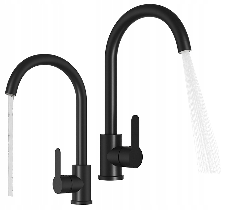 Kuchynská Batéria Čierna Prestige Plus Zaoblený Výtok Do Umývadla Kohútika