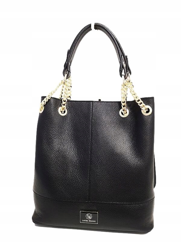 

Laura Biaggi torba shopper skórzana czarna