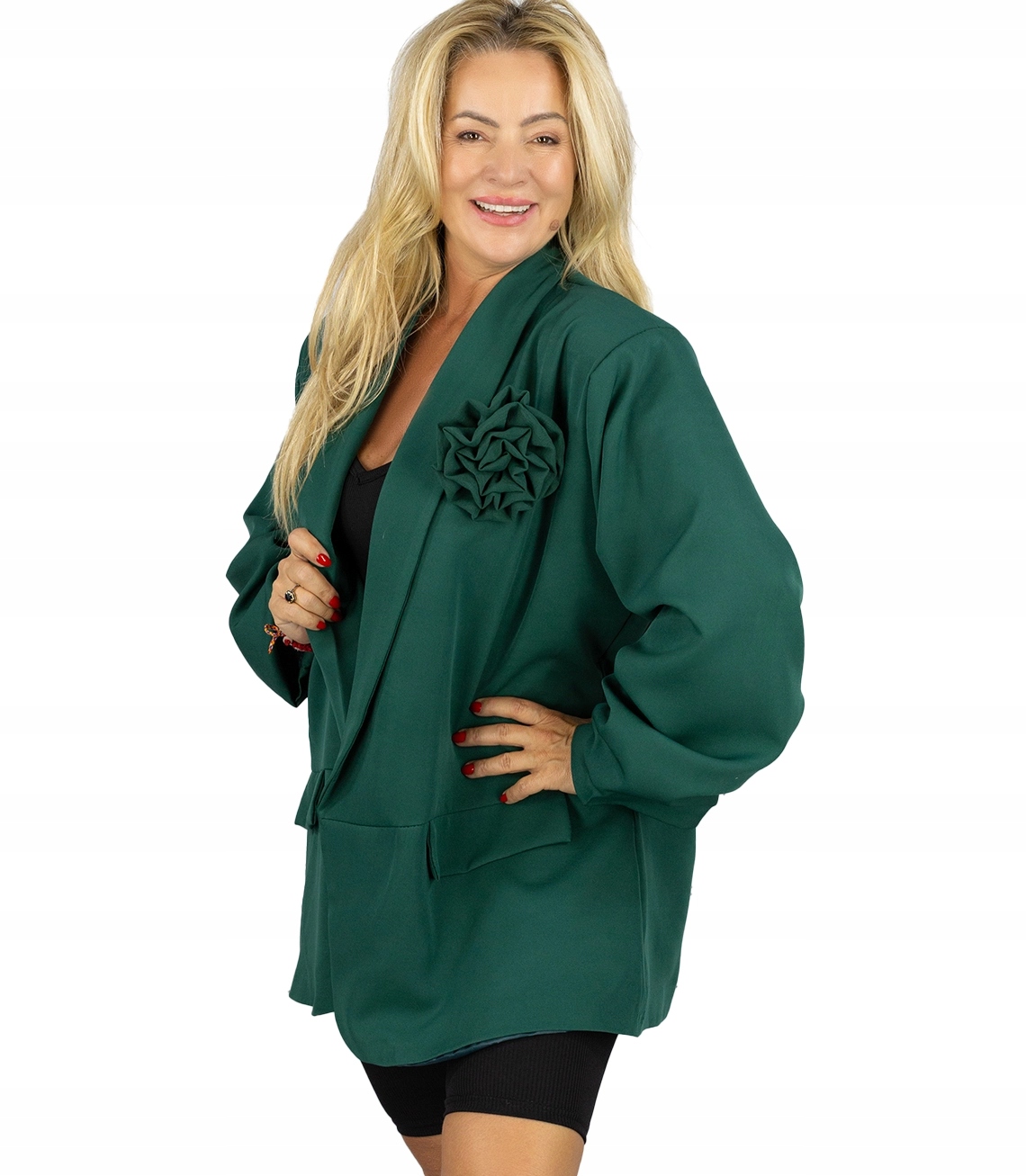 Sako oversize s odnímatelnou růží a nařasenými rukávy Rosa unisize