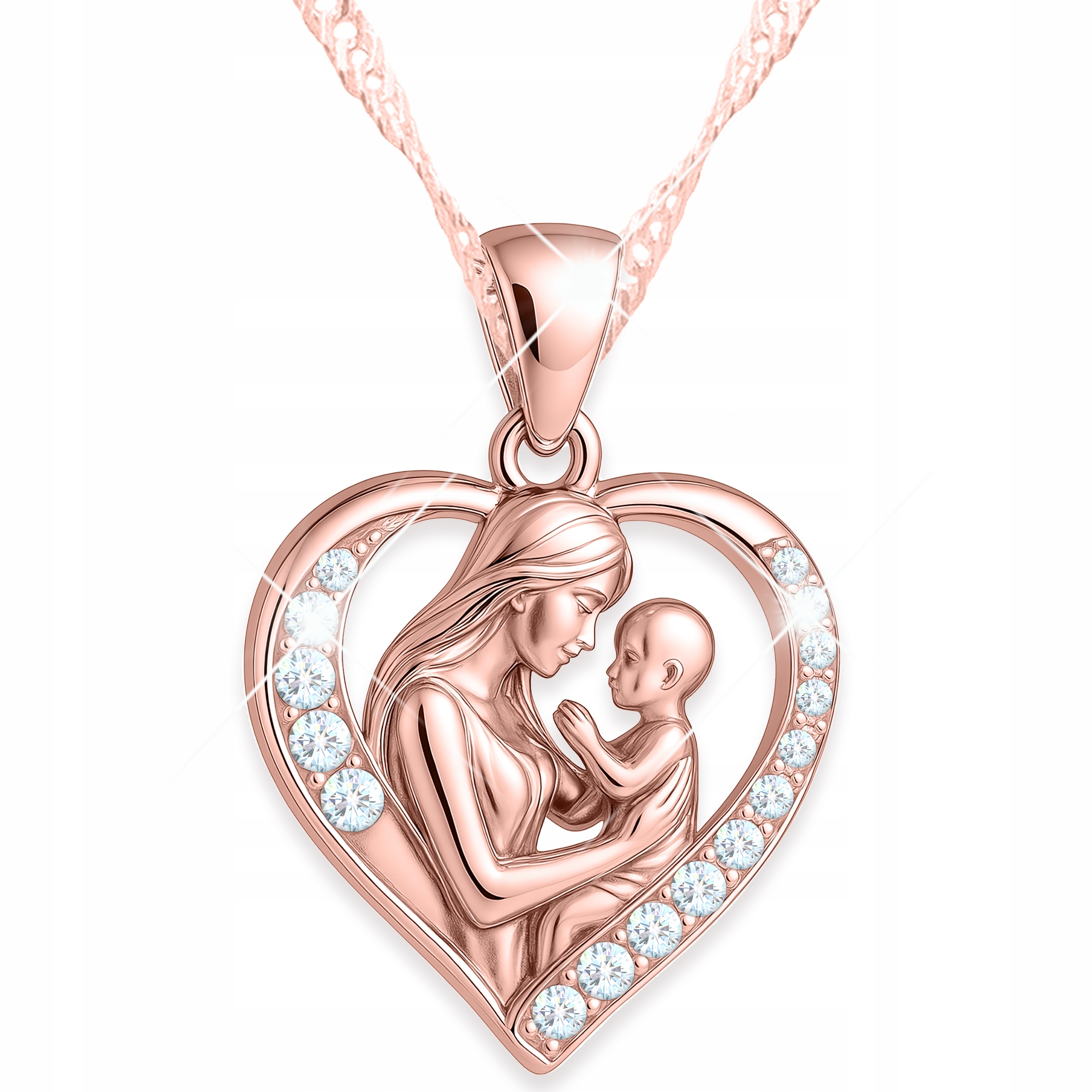 Náhrdelník Pozlacený Maminka s dítětem Srdce Miluji tě Mami Láska Stříbro 925