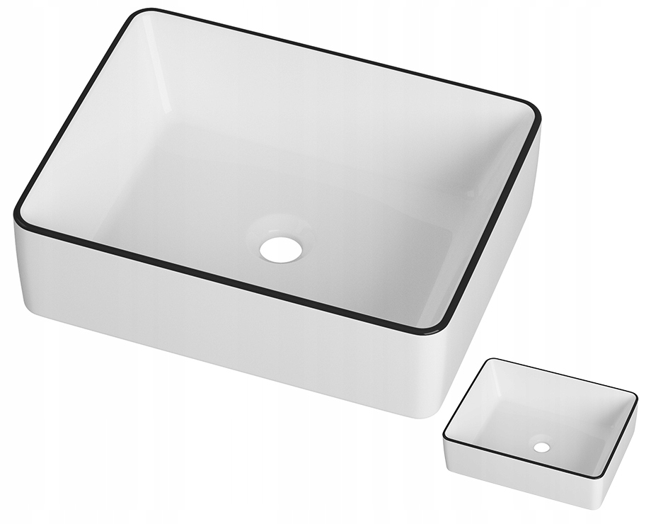 Umývadlová Doska Liata Obdĺžniková Biela Keramická Kúpeľňová Čierna Okrajová Doska