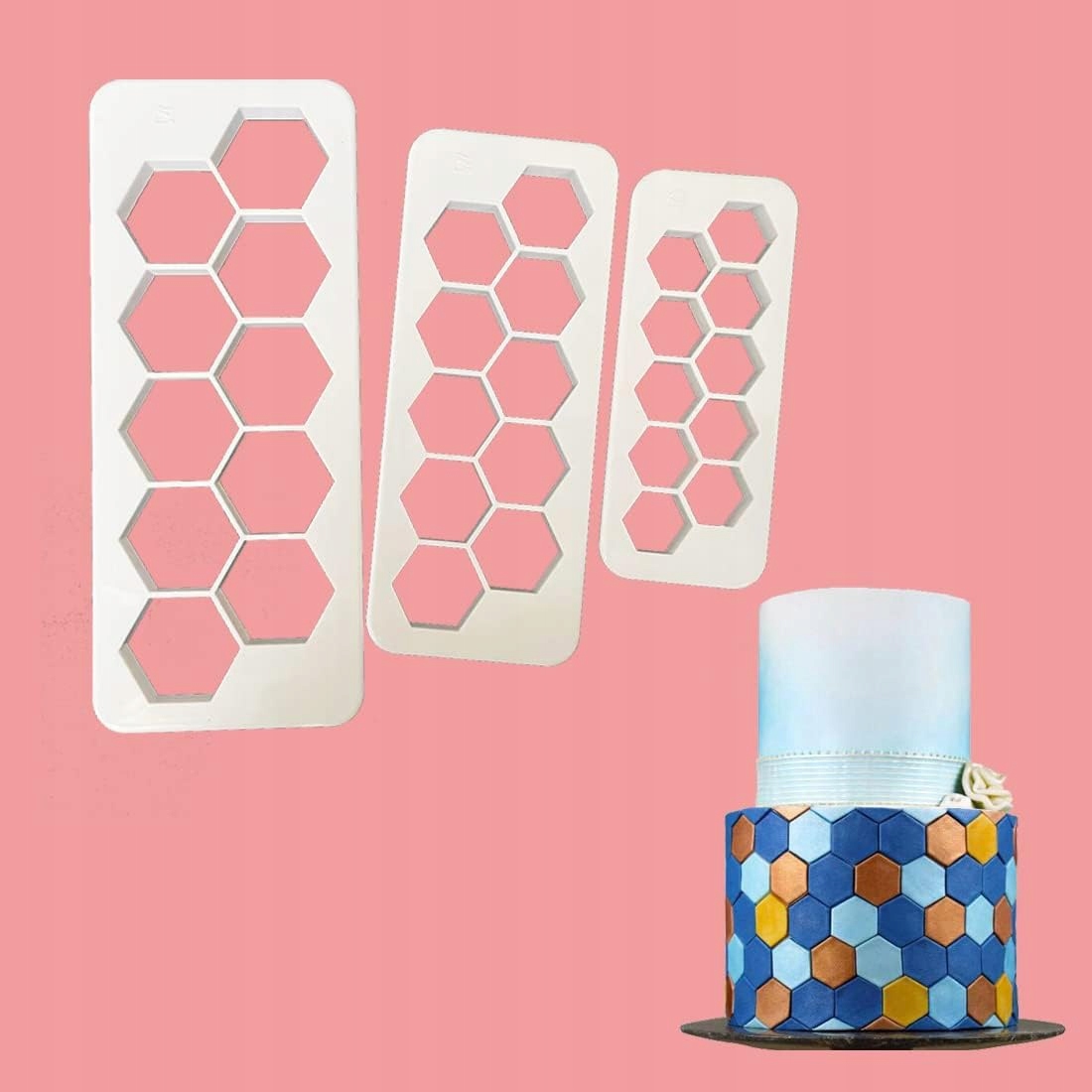 ZESTAW WYKRAWACZY DO MASY CUKROWEJ 3SZT SZEŚCIOKĄTY Marka Brunbeste