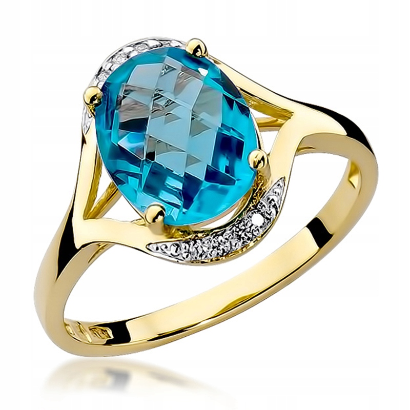 Zlatý Prstýnek s velkým Topazem a Brilianty
