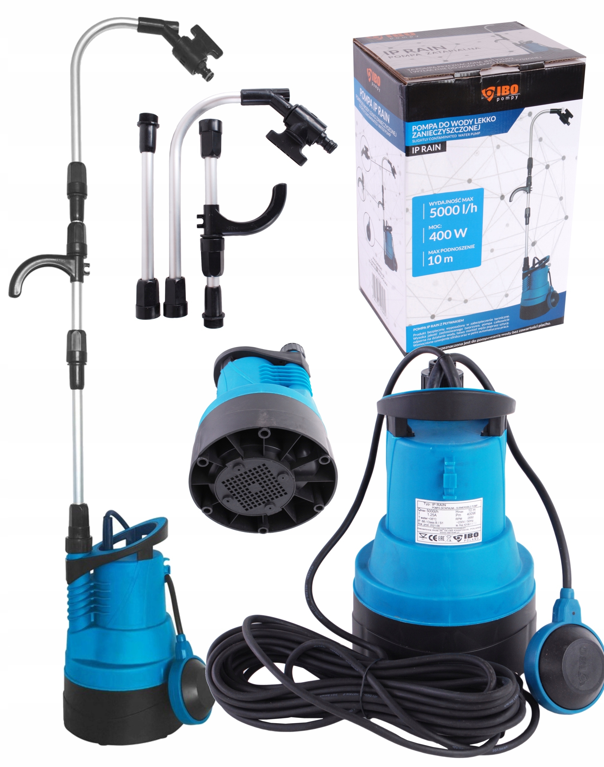 Ponorná Pumpa Ibo Ip Rain Do Dažďovej Vody S Plavákom 400W Kohútik