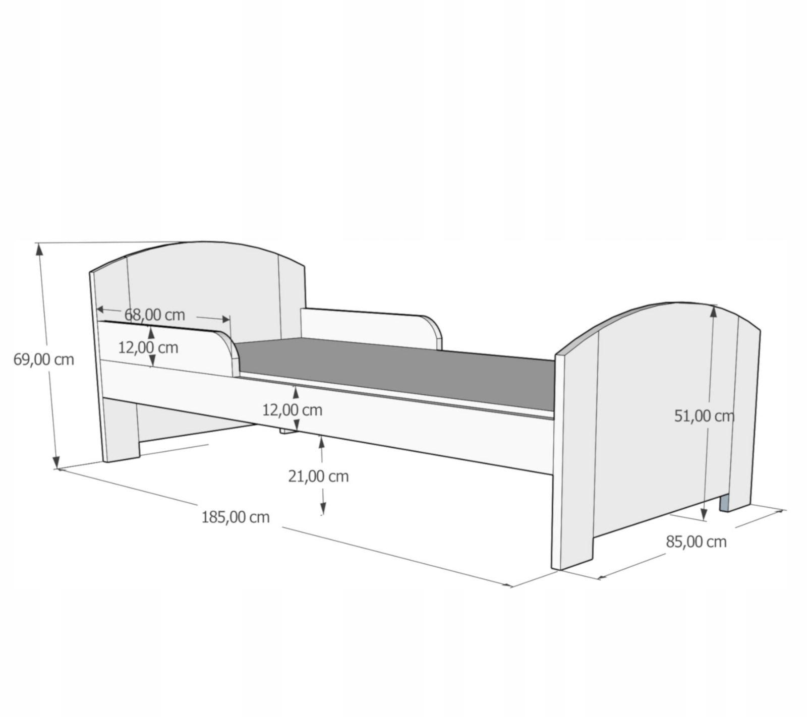 Łóżko Młodzieżowe BILI 180x80 Pojedyncze Kolekcja BILI