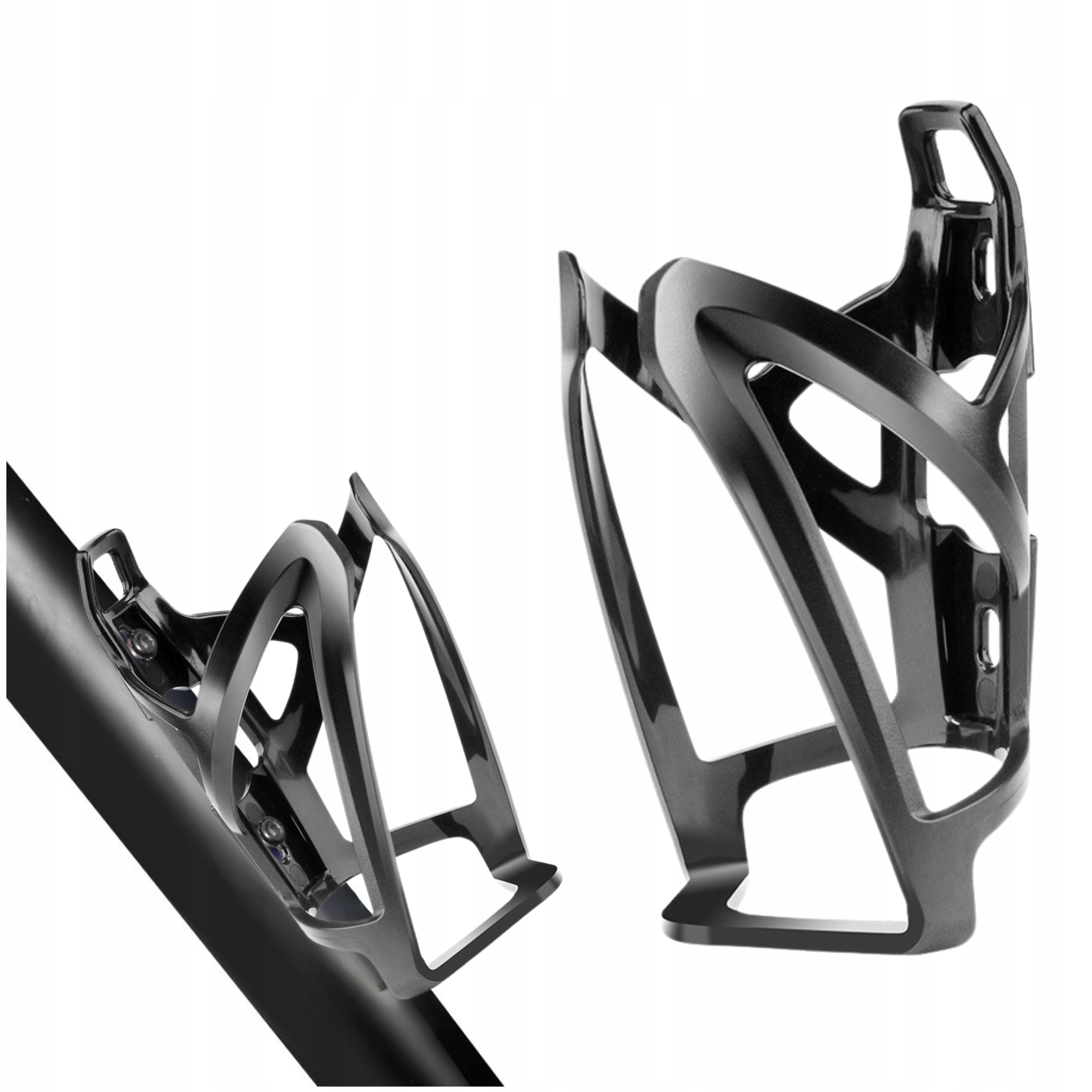 KOSZYK NA BIDON BUTELKĘ UCHWYT ROWEROWY DO ROWERU LEKKI WYTRZYMAŁY CZARNY