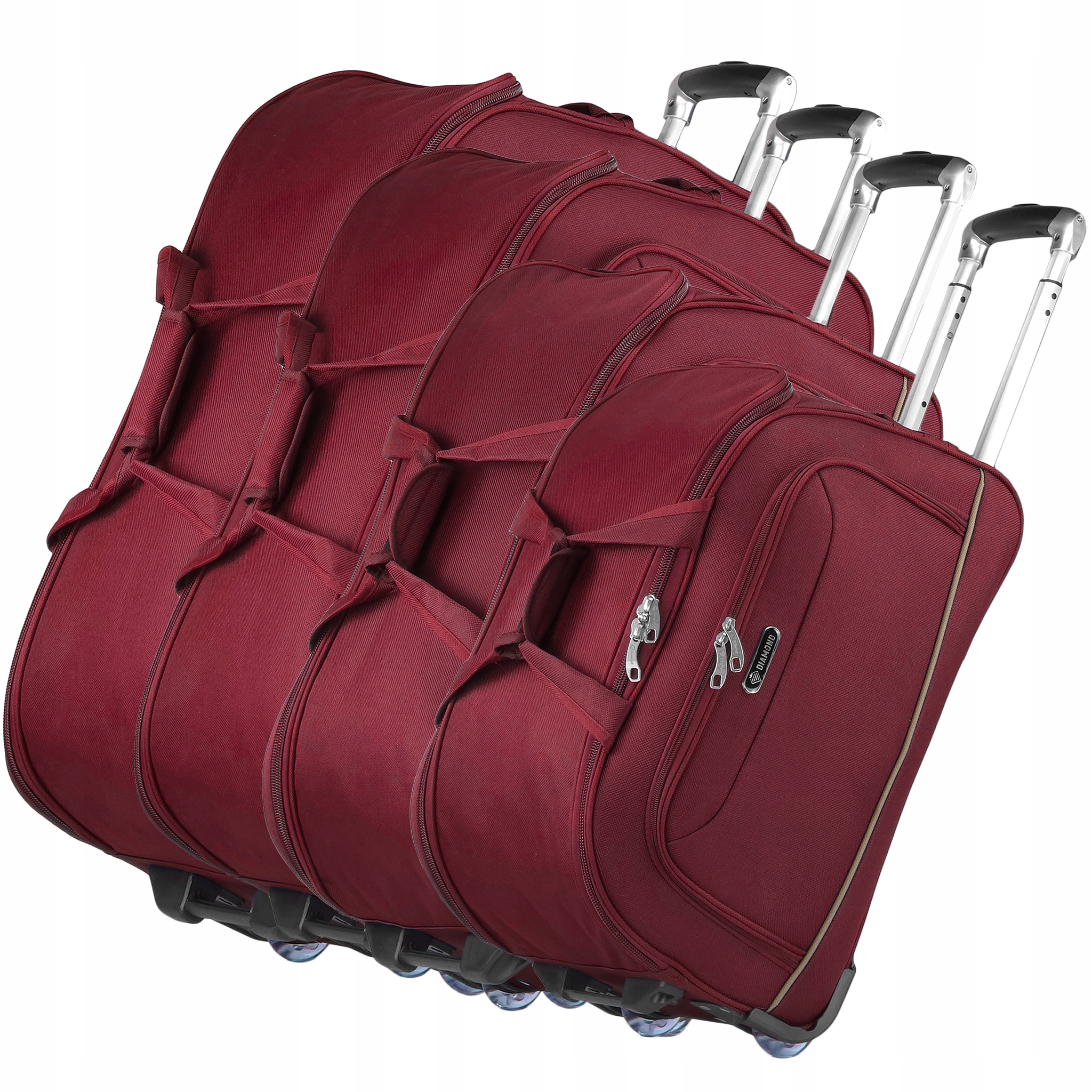 Sada Cestovních Tašek 4v1 Na Kolečkách Zavazadla Kufr Červený Diamond