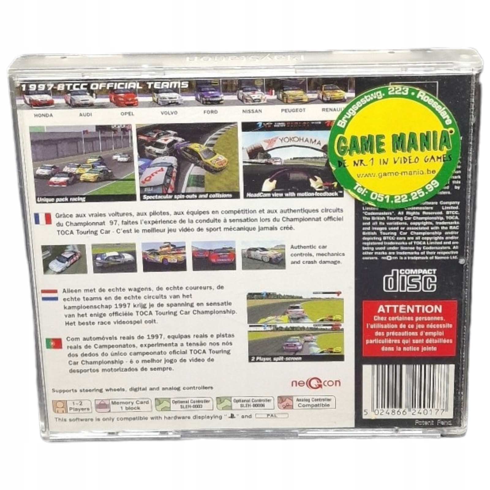 TOCA TOURING CAR CHAMPIONSHIP PLAYSTATION 1 Sony PlayStation (PSX PS1 PS2) Platforma Sony PlayStation (PSX)