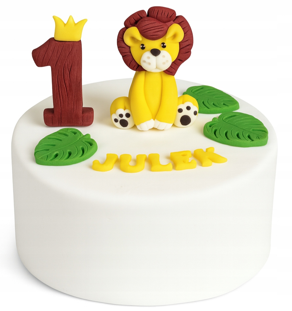 Cukrový lev na dort s jménem a číslicí, dekorace