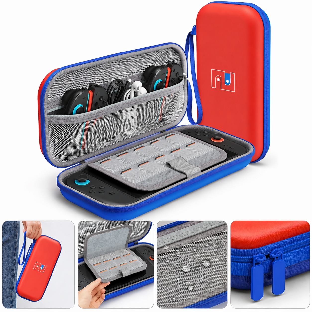 Etui do Nintendo Switch 2 Switch OLED futerał case na gry czerwono niebiesk