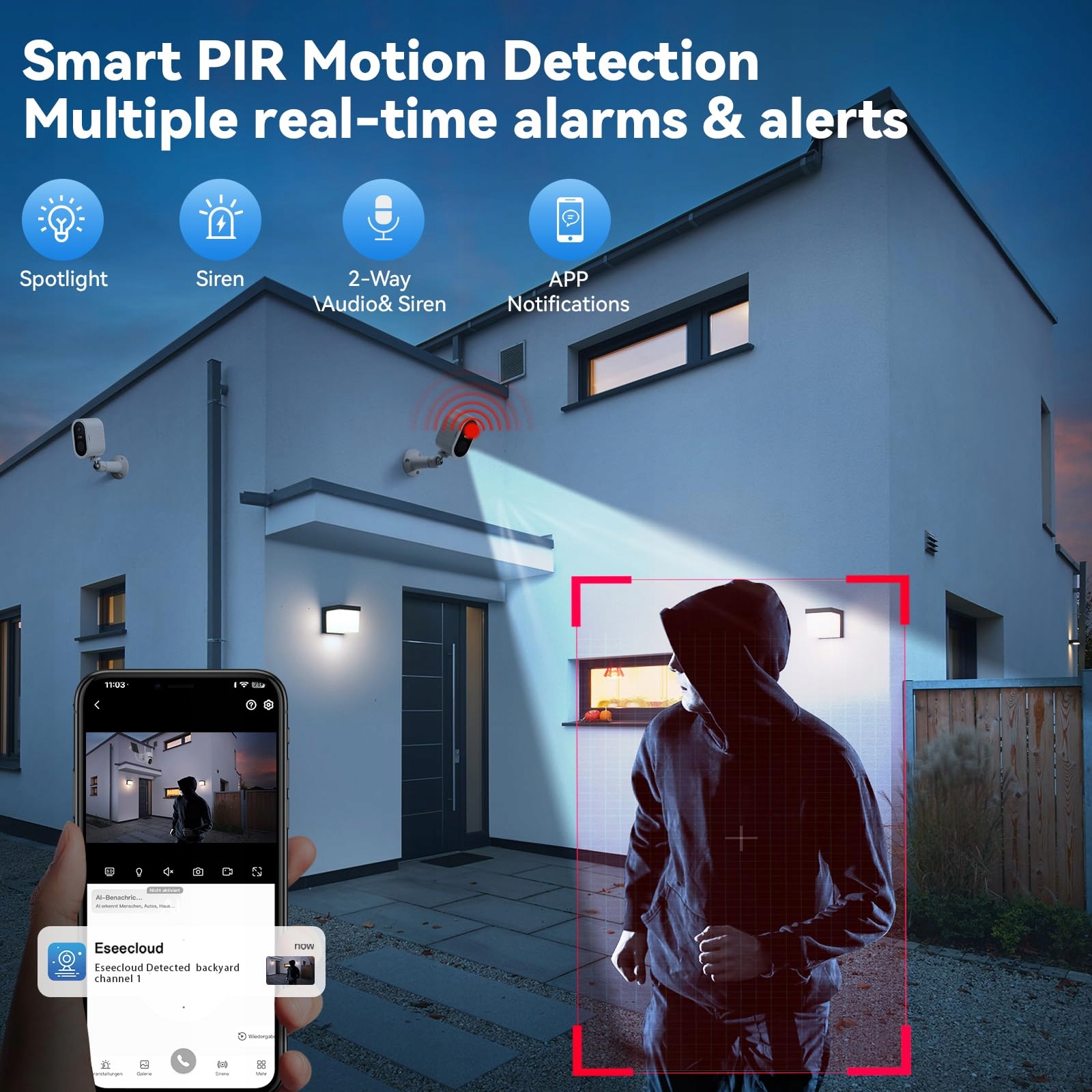 SULORON Kamera Zewnętrzna WiFi 2K 4MP IP66 140° Nocna Detekcja Ruchu — miniatura 4