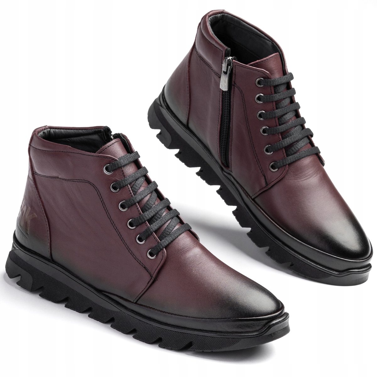 Dámské kotníkové boty kožené zateplené boty Merlot Zip pohodlné módní Wojtyłko 37