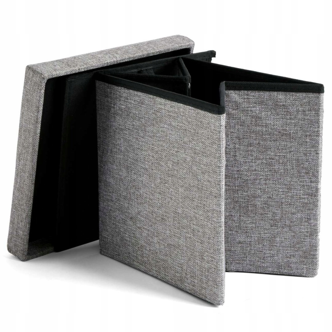 Pufa składana materiałowa DIEGO szary rozmiar L Kolekcja HOME