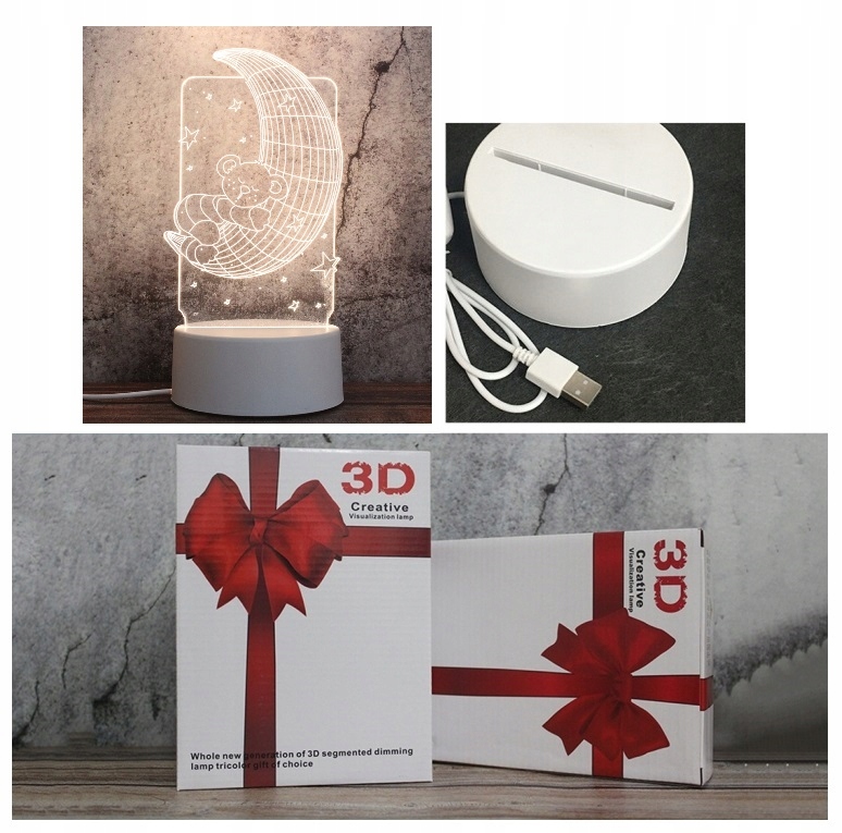 PREZENT LAMPKA LED NOCNA - 3D Miś na księżycu Kod producenta MoonBear