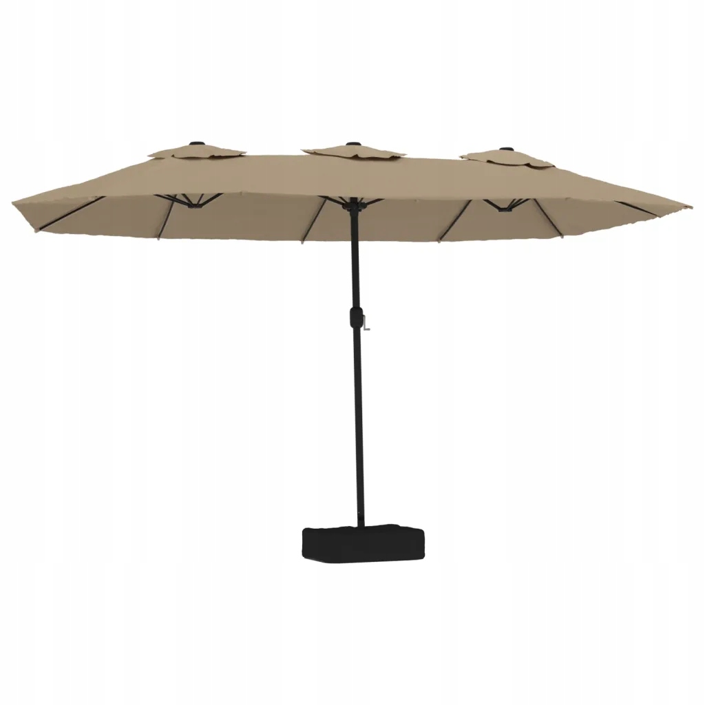 Dvojitý Zahradní Slunečník s Led, Uv, Taupe/Tmavě šedý, 449 x 265 x 245 cm