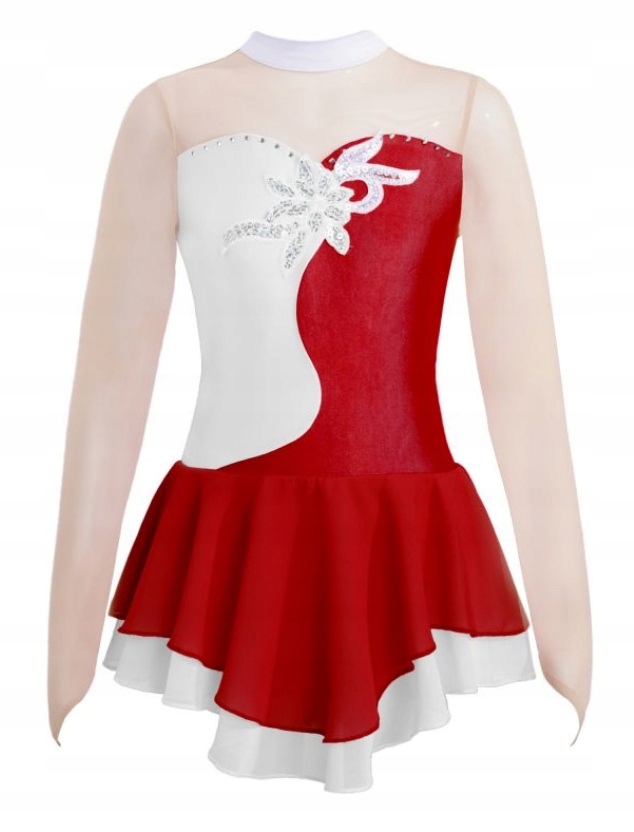 Šaty Body Balet Bruslení Gymnastika Červená 158/164
