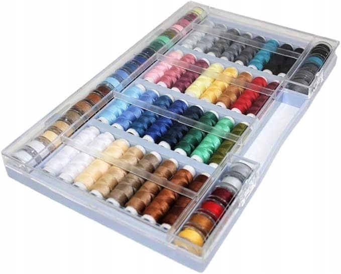 64DÍLNÁ Sada Šicích Nití Polyester Vícebarevná