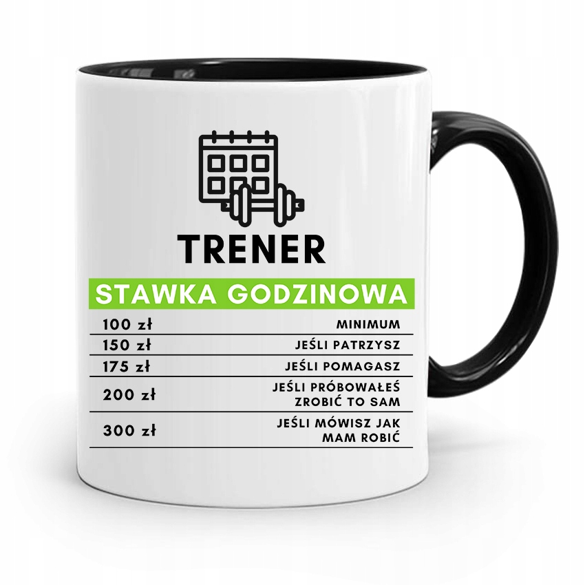 

Dla Trenera Trenerki Kubek Czarny Stawka Godzinowa