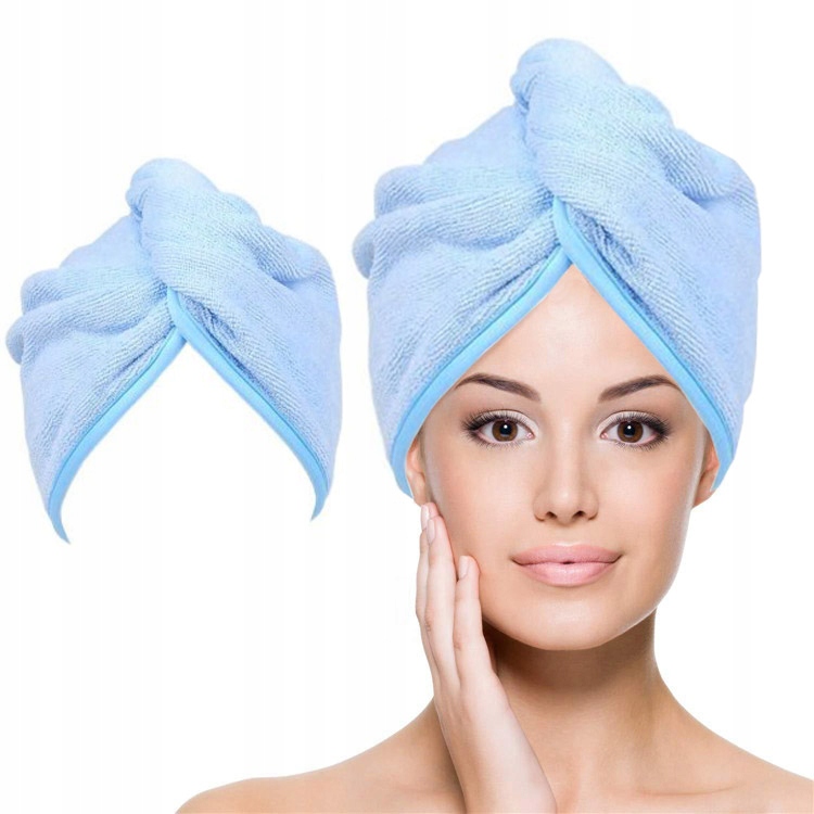 RĘCZNIK NA GŁOWĘ TURBAN DO WŁOSÓW NIEBIESKI POLSKI
