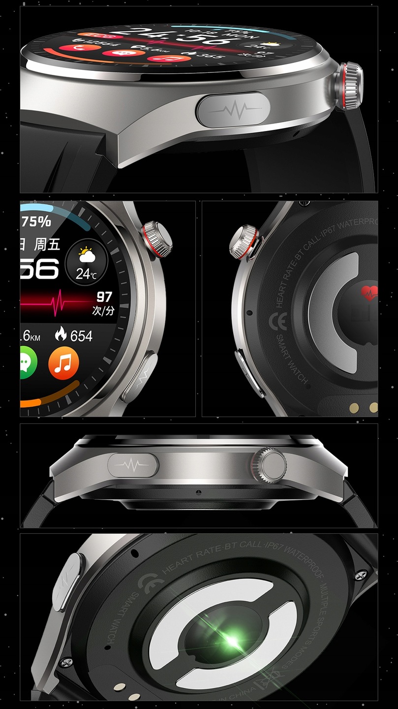 SMARTWATCH KARDIOWATCH MĘSKI EKG CUKIER HRV ROZMOWY 3 PASKI SZKŁO MENU PL Model inny