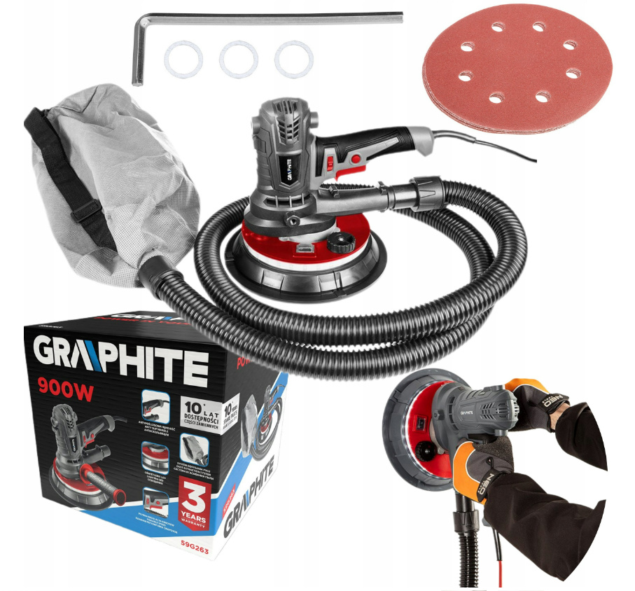 Bruska Na Sádru A Hladítko Žirafa 900W 180 MM S Led Osvětlením Krátká
