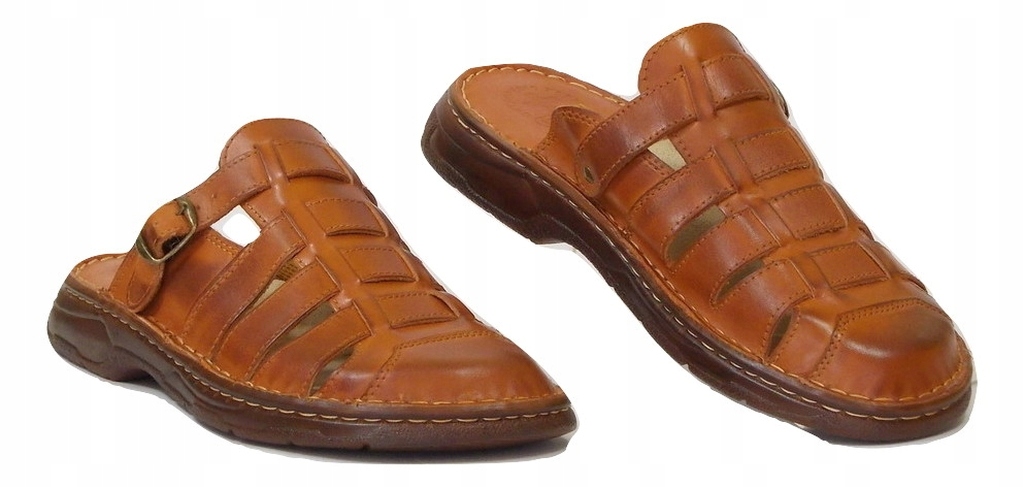 Lukpol Kožené Pánské Pantofle Koniak Lico Šité 41