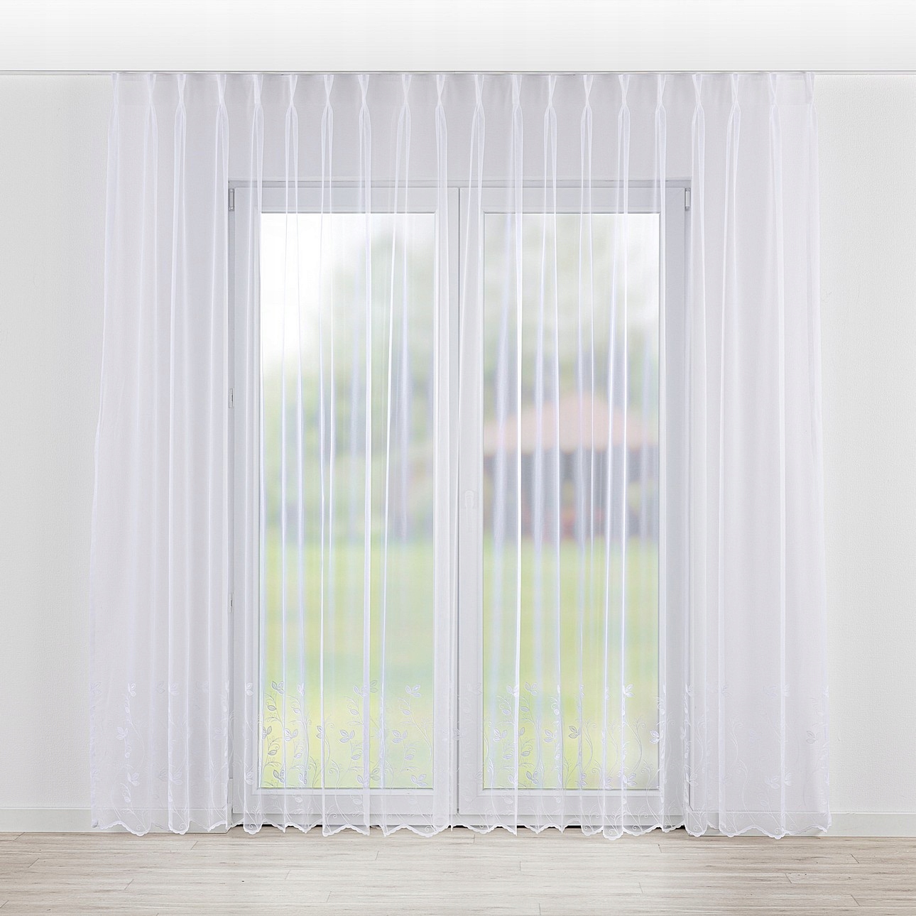 Hotová Záclona na dvojitých flex hácích Woalowa 300 x 245 cm, bílá