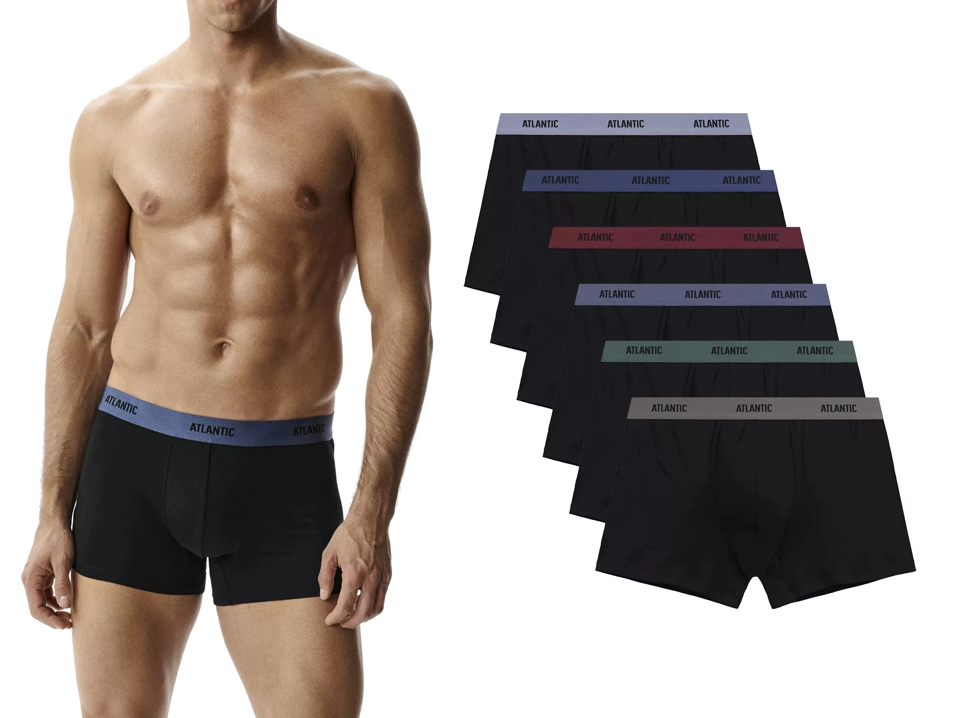 Pánské klasické boxerky bavlna Atlantic 6SMH-004 barvy 6-PACK S