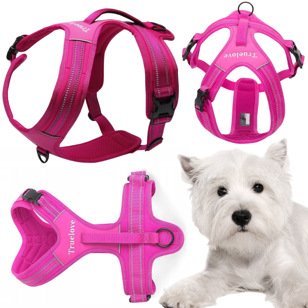 Levně Postroj Pro Psa Easy Walk S Reflexní Rukojetí Truelove Security Růžový