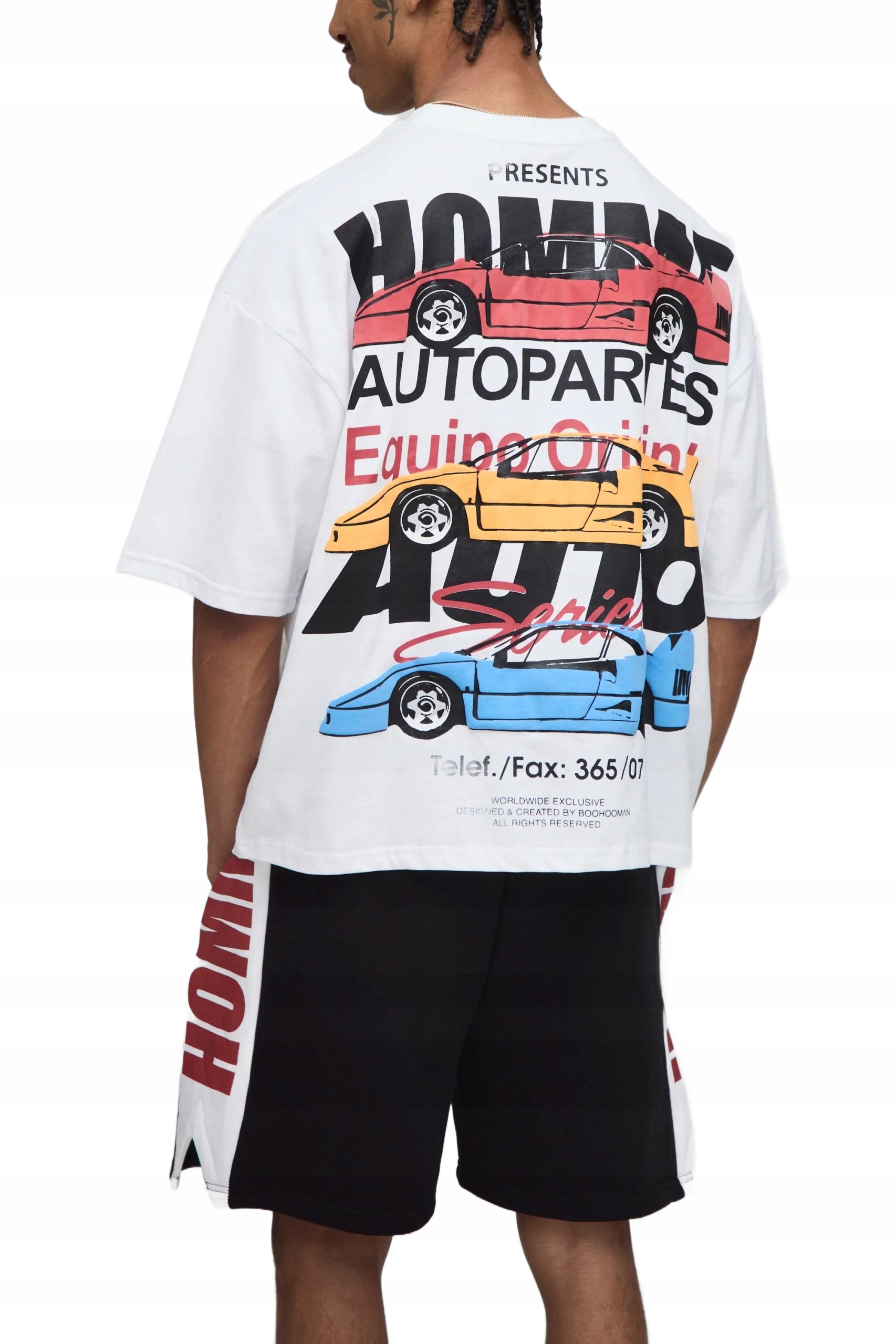 Boohooman Pánský Komplet Tričko S Potiskem A Černé Kraťasy L Z3A