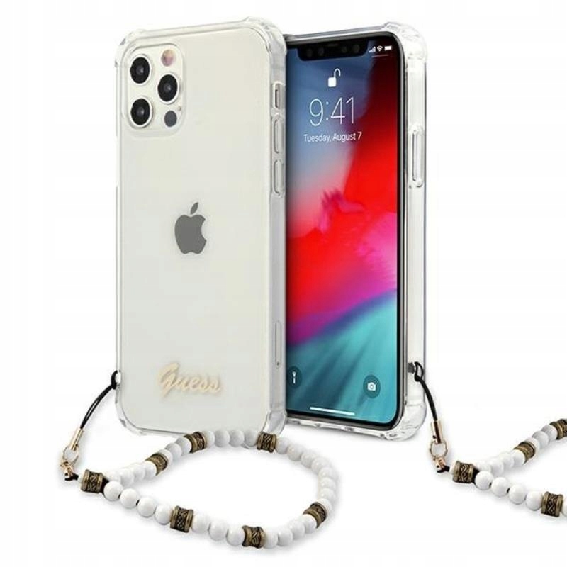 Guess White Pearl Strap Etui iPhone 12 Pro Max (przezroczysty)