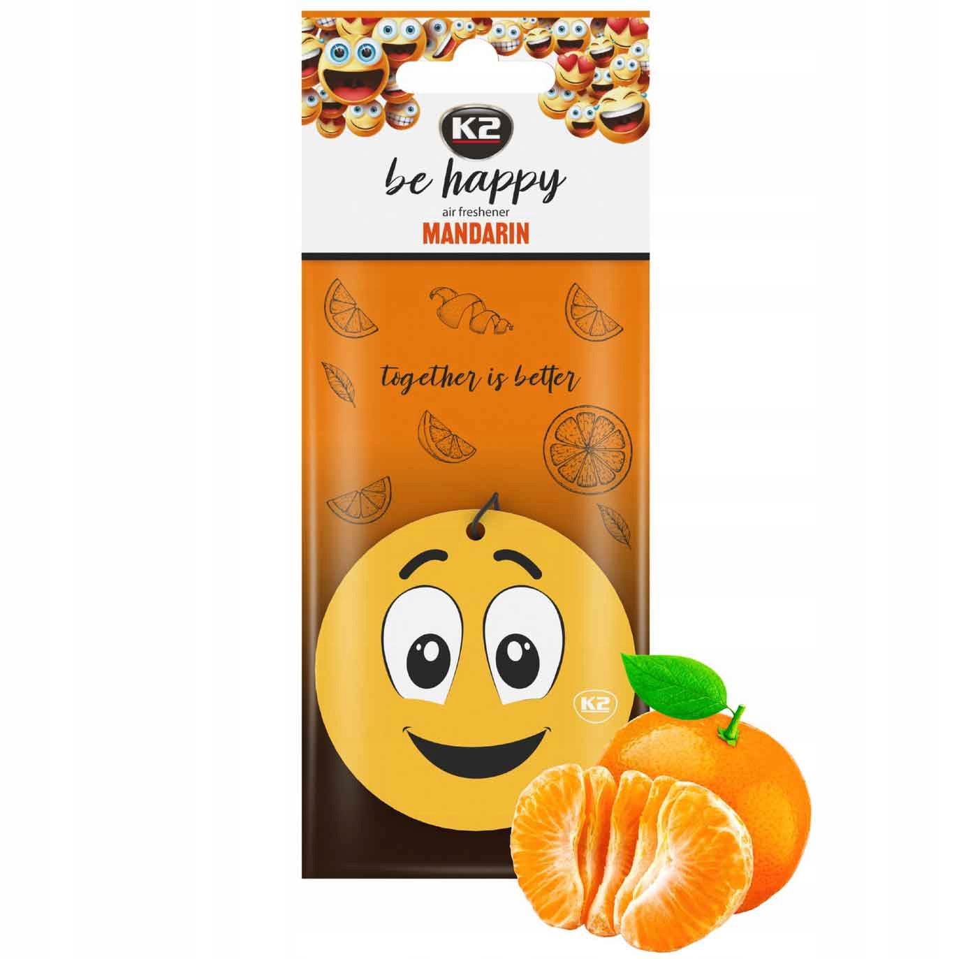 Zapach samochodowy K2 Be Happy Mandarynka