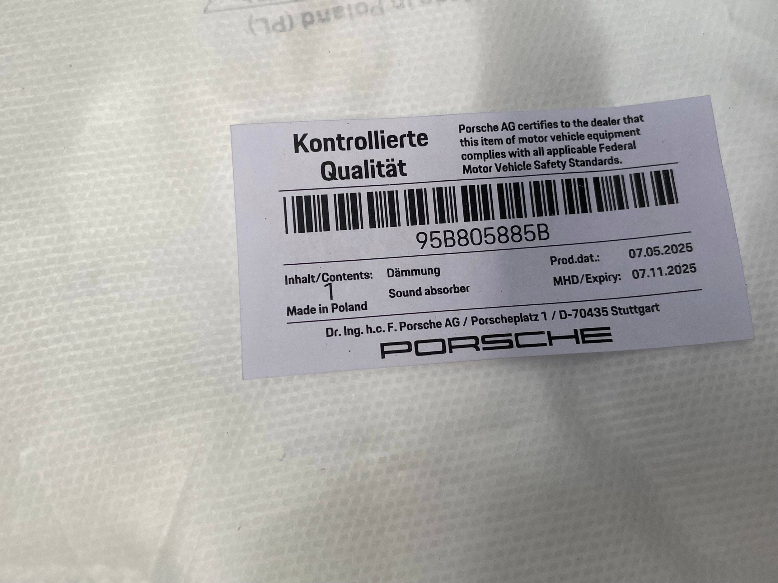 hangszigetelő far PORSCHE MACAN (95C) 95B805885B @A