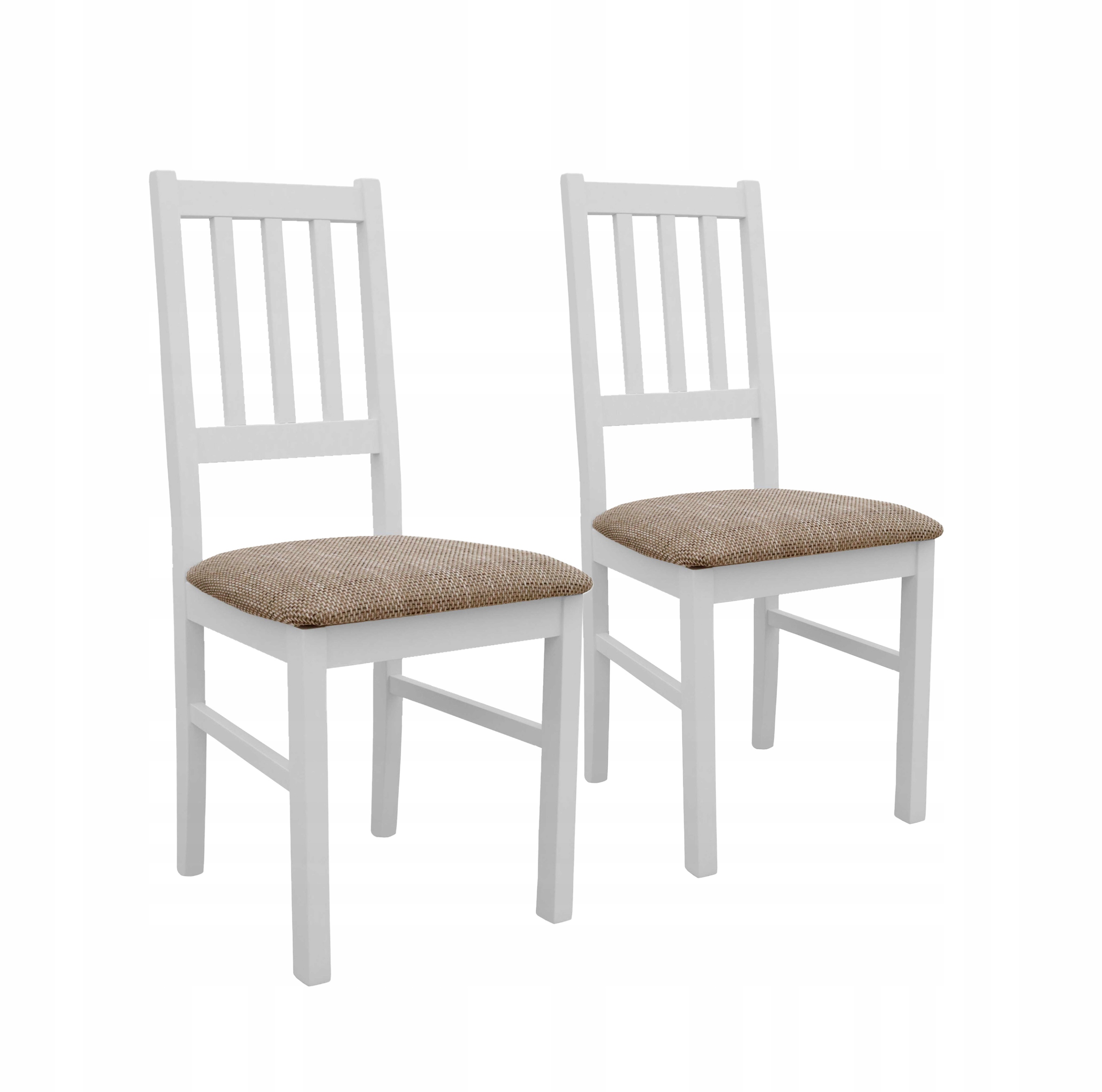 Sada 2 x Jídelní židle do obývacího pokoje do kuchyně dřevěná BOS04 Bílá/béžová