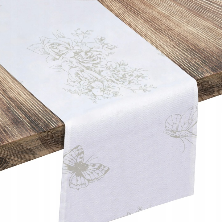 Ubrus Na Podélný stolek S Grafikou Motýli A Květiny 100x40