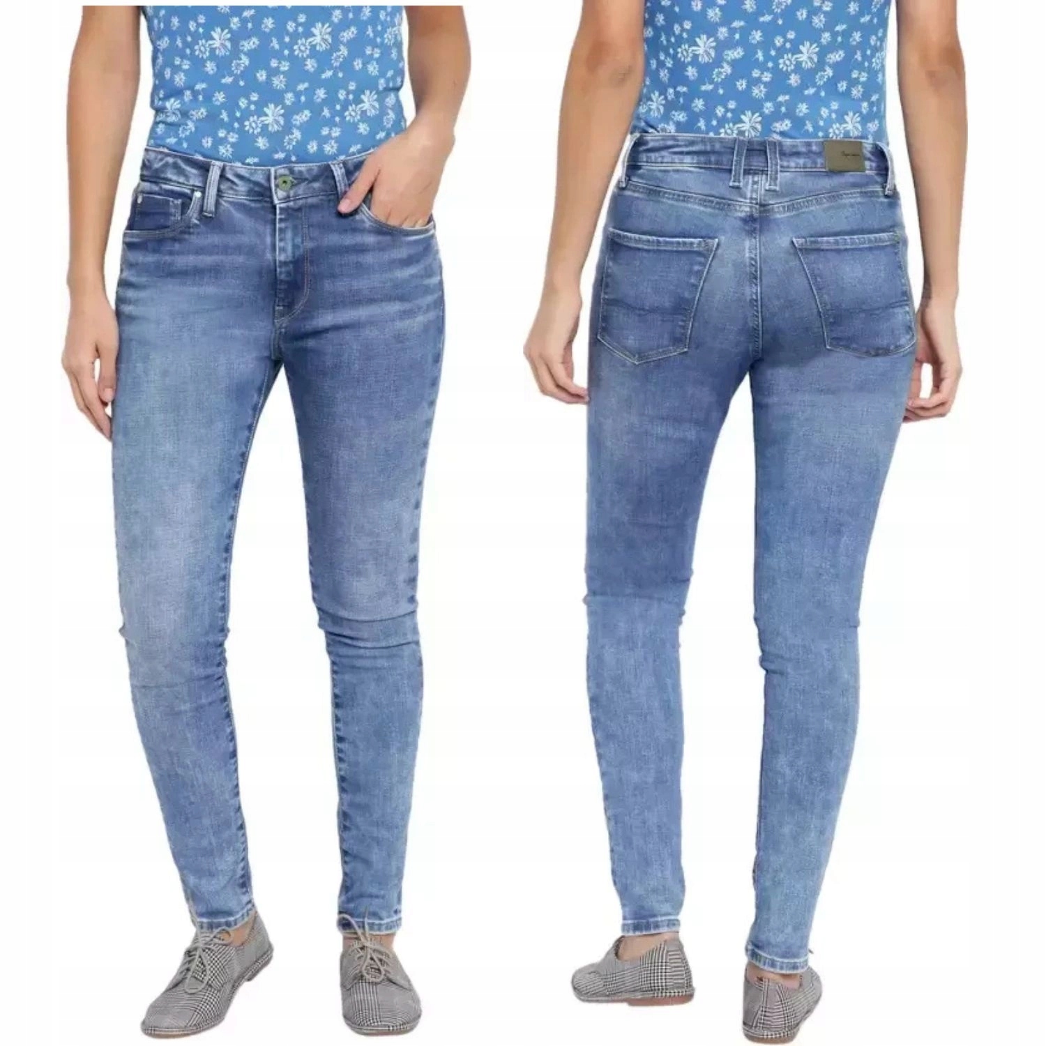Pepe Jeans skinny modré džíny bavlna, kalhoty s vysokým pasem W24