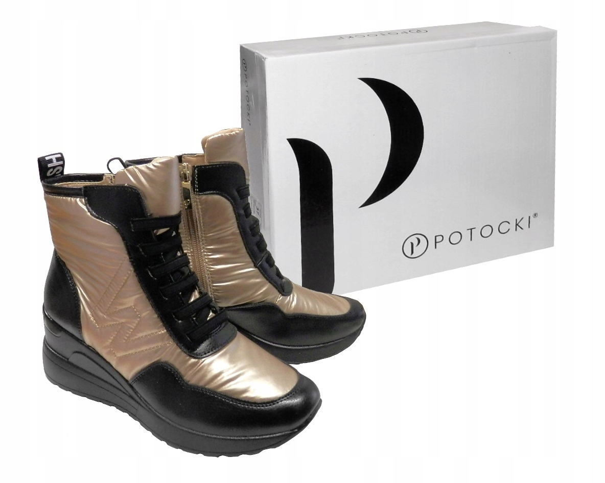 Dámské Kotníkové Boty zimní boty, černé zlato, Potocki vel. 37