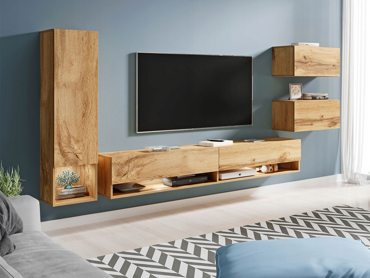 MEBLOŚCIANKA zestaw mebli do salonu AMADEO LED