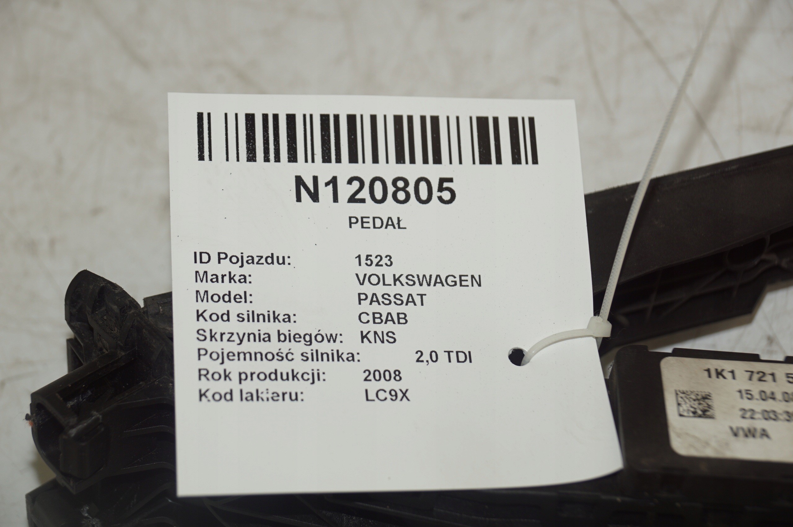 PEDAL 1K1721503P VOLKSWAGEN PASSAT B6