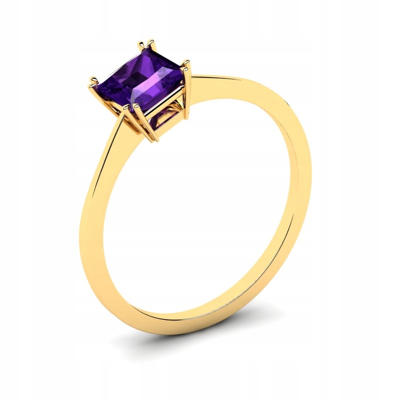 

Pierścionek Złoty Klasyczny Z Fioletową Cyrkonią