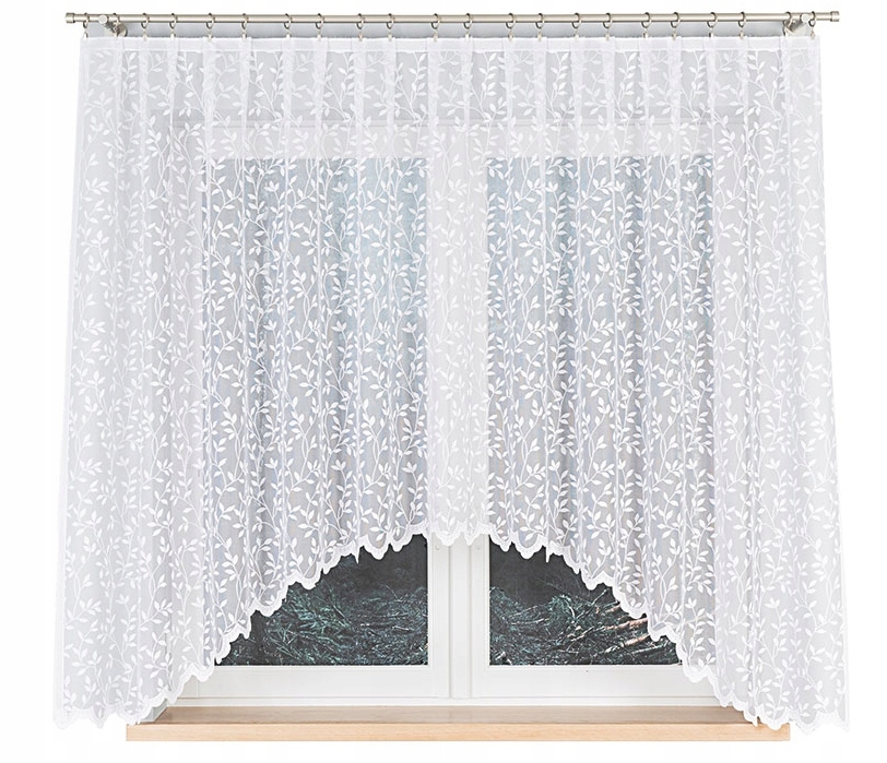 

Biała Firana Firanka Gotowa Żakardowa -wzory-