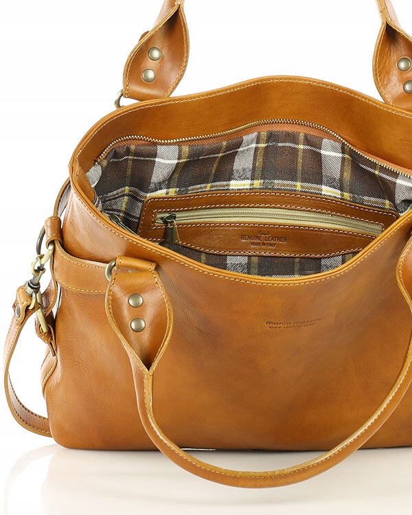 Torebka damska SKÓRZANA kuferek A4 Marco Mazzini Zapięcie zamek