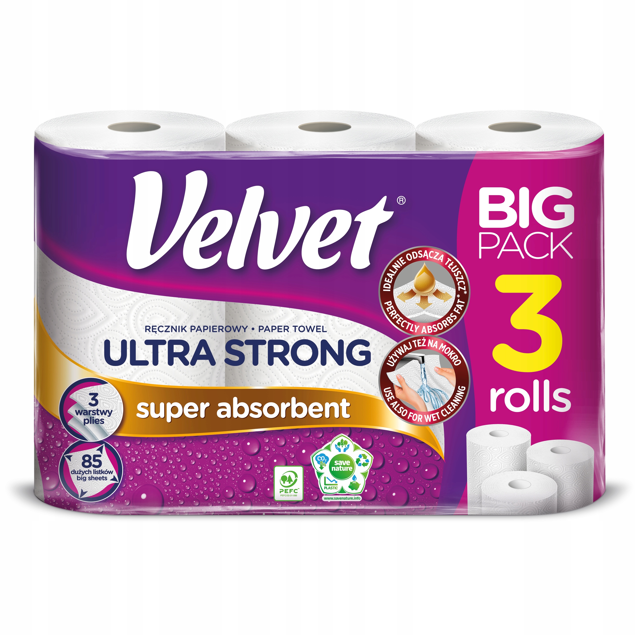 

Velvet ręczniki papierowe Ultra Strong 3 rolki, 3W