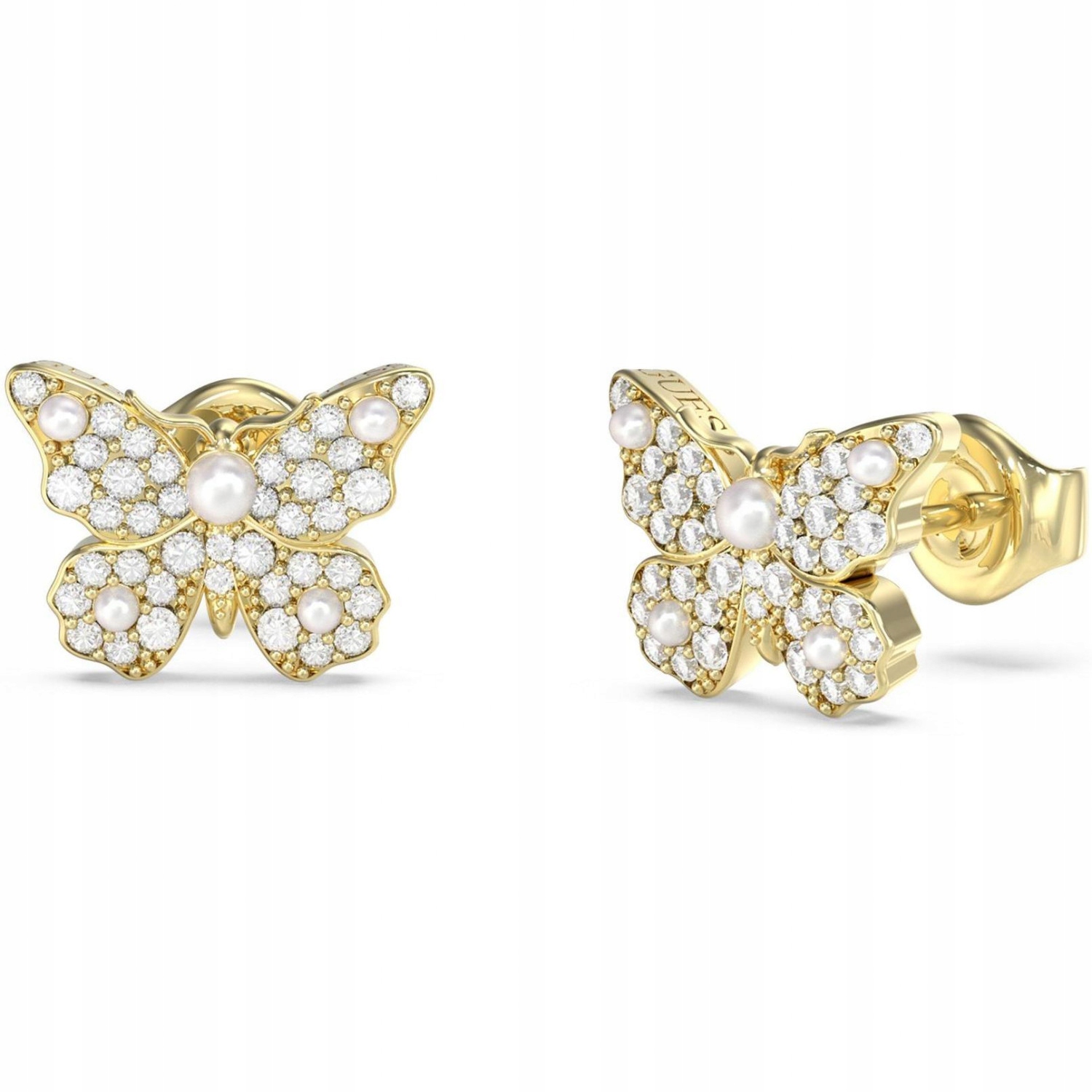 Náušnice dámské zlaté Guess zirkon motýl