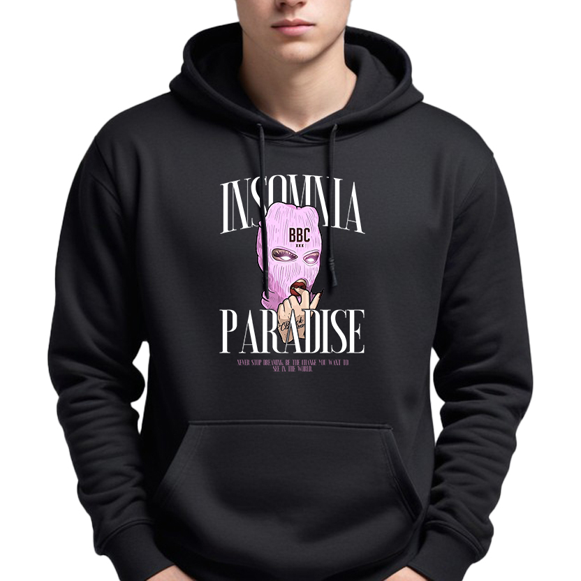 Pánská Mikina Hoodie S Kapucí Černá Streatwear Insomnia Paradise Vel M