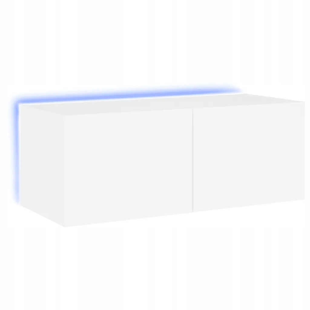 Závěsná Rtv skříňka s Rgb Led osvětlením, bílá, 80 x 35 x 31 cm