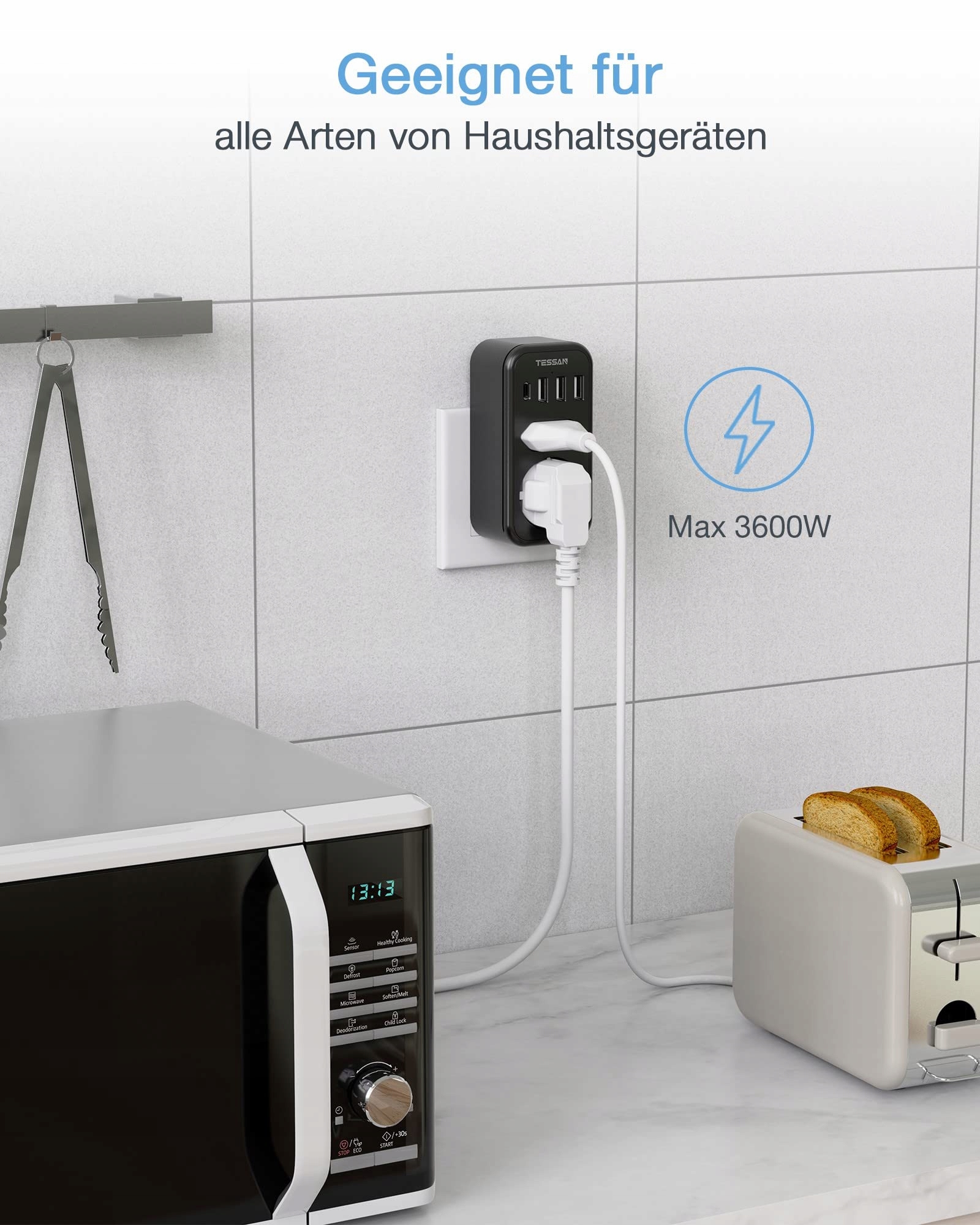 TESSAN Adapter Gniazdka Kostka USB C Ładowanie CZ — miniatura 5