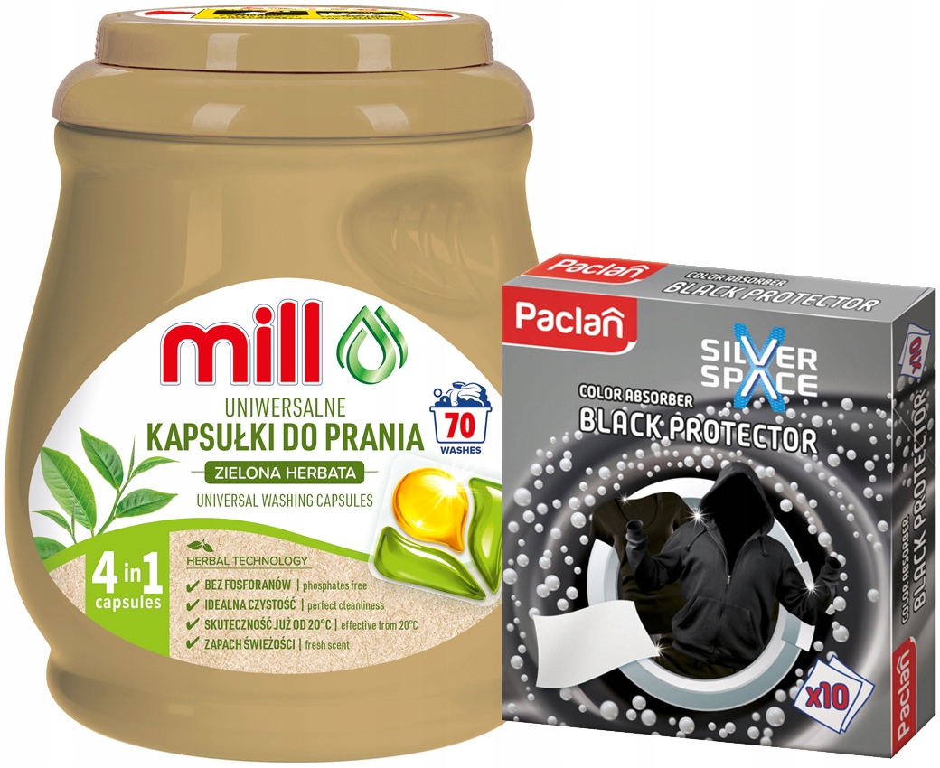 Levně Univerzální Kapsle Na Praní Efektivní Zelený Čaj 70ks Ubrousky